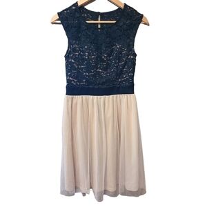 Eclipse black beige sleeveless fit flared midi  dress